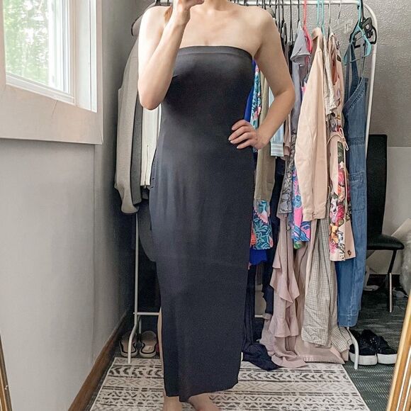 Zara W&B Collection Strapless Midi Dress Black S - Picture 1 of 8